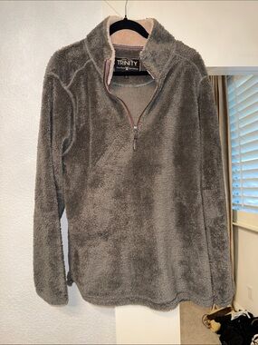 American Tradition Trinity Men’s Zip-Up Plush Fleece Sweater - Gray